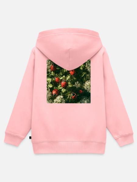 Marienkäfer auf Blütenblättern - Kinder Premium Organic Zip Hoodie - Rosa