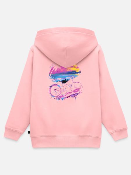 Mountainbike Retrowave - Kinder Premium Organic Zip Hoodie - Rosa