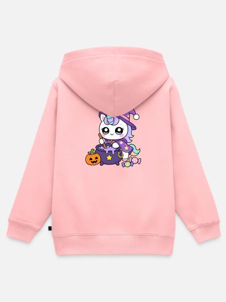 Einhornhexe mit Kessel - Kinder Premium Organic Zip Hoodie - Rosa