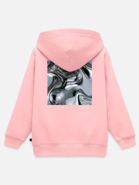 Abstraktes flüssiges Chrom - Kinder Premium Organic Zip Hoodie - Rosa