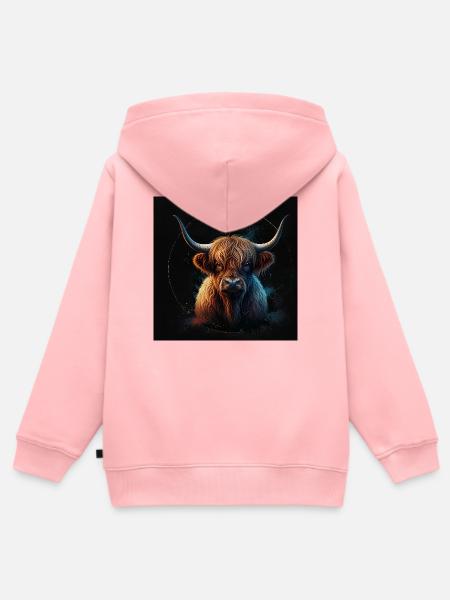 Highland Rind - Kinder Premium Organic Zip Hoodie - Rosa