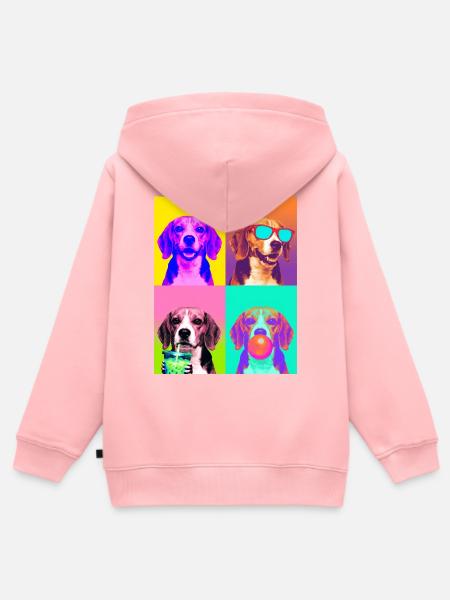Hunde Beagle Hund - Kinder Premium Organic Zip Hoodie - Rosa