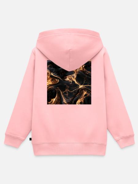 Schwarzer Marmor und flüssiges Gold - Kinder Premium Organic Zip Hoodie - Rosa