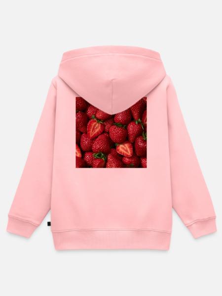 Frische rote Erdbeeren - Kinder Premium Organic Zip Hoodie - Rosa
