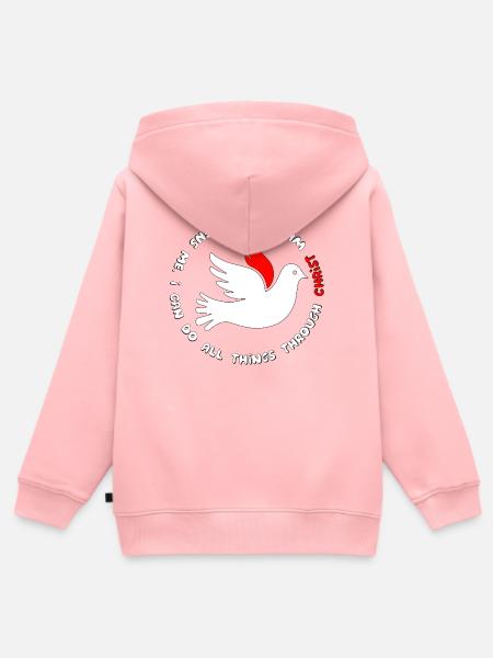 Dove with bible verse - Kinder Premium Organic Zip Hoodie - Rosa