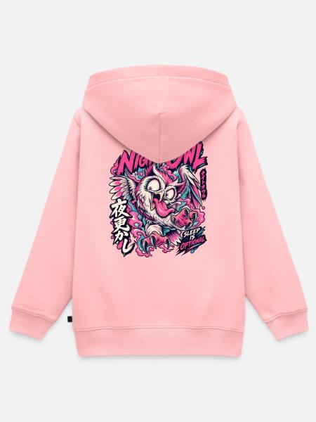 NachtEule Neon Punk Schlaflos - Kinder Premium Organic Zip Hoodie - Rosa