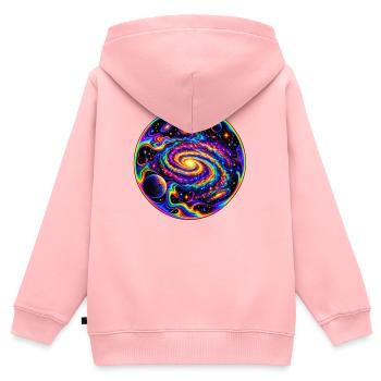 Milchstraße - Kinder Premium Organic Zip Hoodie - Rosa - Hinten - AI Model Kid Female (0cm)