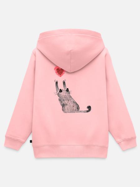 Katzen Katzenmutter Katzenkind Katze Herz - Kinder Premium Organic Zip Hoodie - Rosa