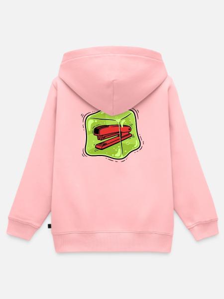 Offie-Humor – Jell-O-Tacker-Streich - Kinder Premium Organic Zip Hoodie - Rosa