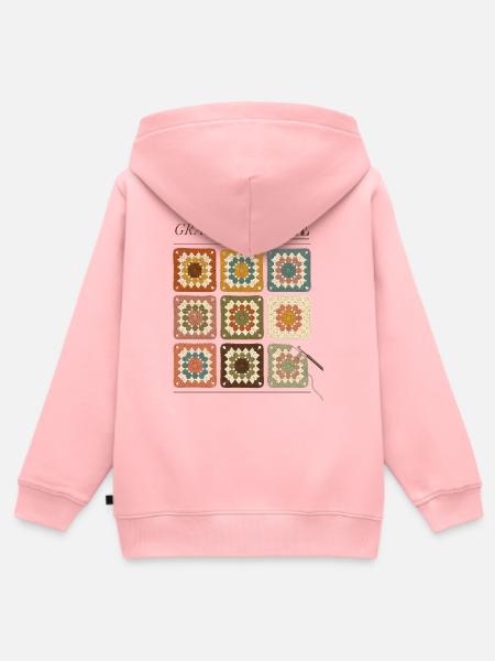 Granny Square Häkelmuster Bunte Wolle - Kinder Premium Organic Zip Hoodie - Rosa