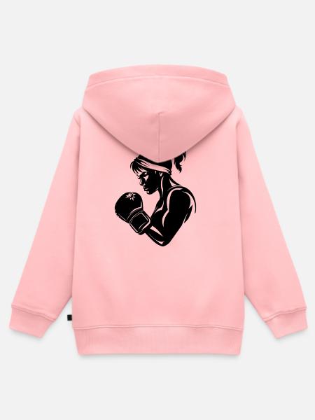 Boxerin Zeichnung - Kinder Premium Organic Zip Hoodie - Rosa
