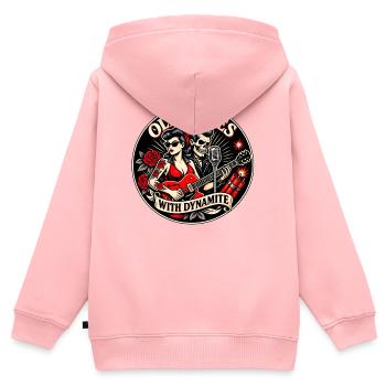 Old Bones with Dynamite – Rockabilly Humor - Kinder Premium Organic Zip Hoodie - Rosa - Hinten - AI Model Kid Female (0cm)