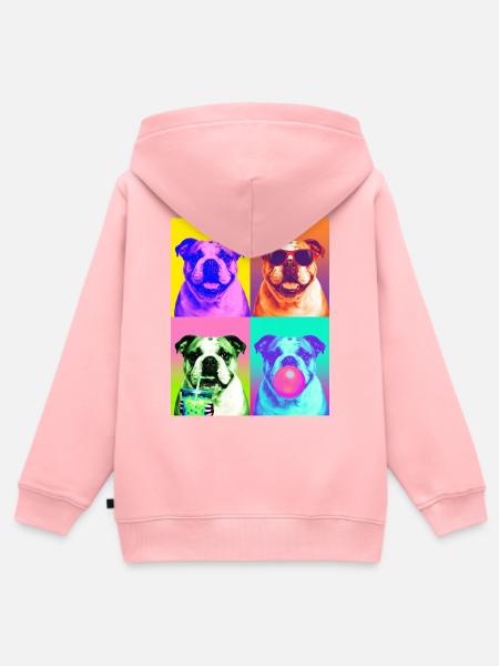 Hunde Bulldog Hund - Kinder Premium Organic Zip Hoodie - Rosa