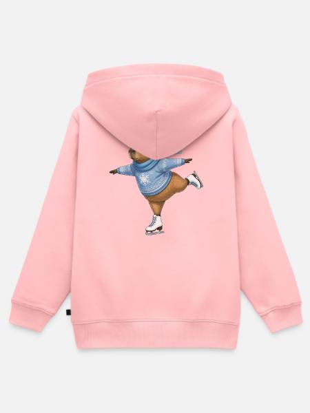 Capybara beim Eislaufen - Kinder Premium Organic Zip Hoodie - Rosa