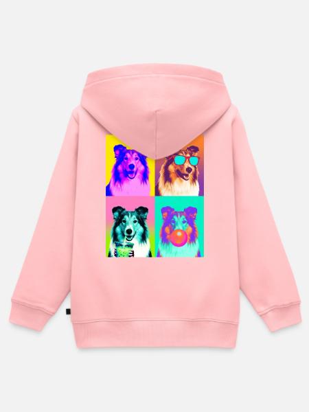 Hunde Collie Hund - Kinder Premium Organic Zip Hoodie - Rosa