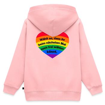 WÄHLT SO DASS IHR NOCH FREI WÄHLEN KÖNNT, NO AFD - Kinder Premium Organic Zip Hoodie - Rosa - Hinten - AI Model Kid Female (0cm)