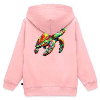 Schildkröte - Kinder Premium Organic Zip Hoodie - Rosa - Hinten - AI Model Kid Female (0cm)