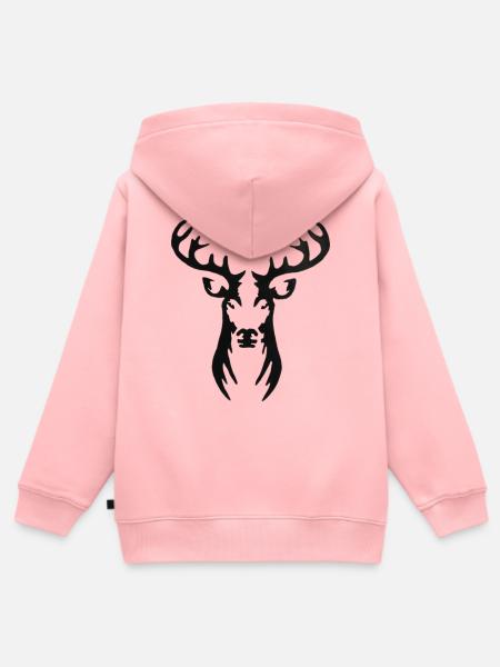 Stilisierte Hirschkopf-Silhouette - Kinder Premium Organic Zip Hoodie - Rosa