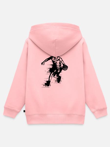 Basketballspieler Skizze - Kinder Premium Organic Zip Hoodie - Rosa