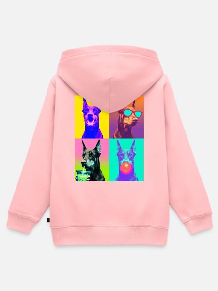 Hunde Dobermann Hund - Kinder Premium Organic Zip Hoodie - Rosa