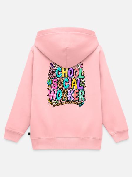 Schulsozialarbeiter Doodle Kunst - Kinder Premium Organic Zip Hoodie - Rosa