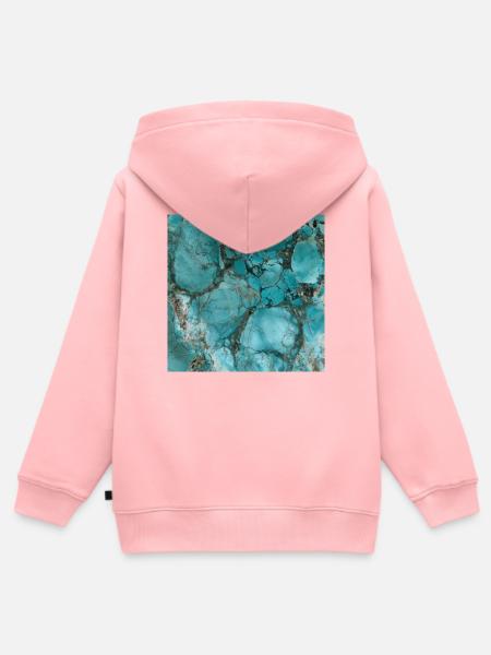 Aquamarin-türkisfarbener Marmor - Kinder Premium Organic Zip Hoodie - Rosa