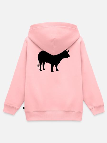 Stier Silhouette - Kinder Premium Organic Zip Hoodie - Rosa