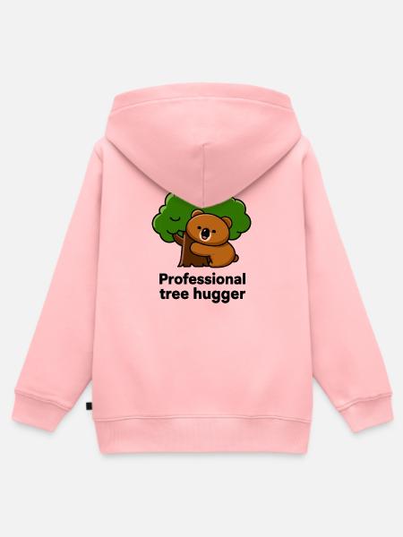 Bär umarmt Baum – Umweltheld - Kinder Premium Organic Zip Hoodie - Rosa