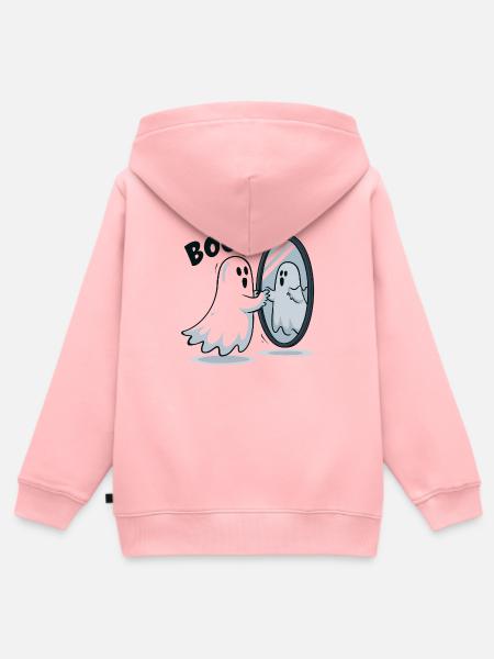 Boo Spiegelgeist im Spiegel - Kinder Premium Organic Zip Hoodie - Rosa
