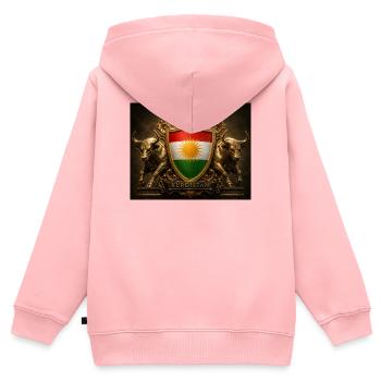 Kurdistan-Schildemblem mit Stieren - Kinder Premium Organic Zip Hoodie - Rosa - Hinten - AI Model Kid Female (0cm)