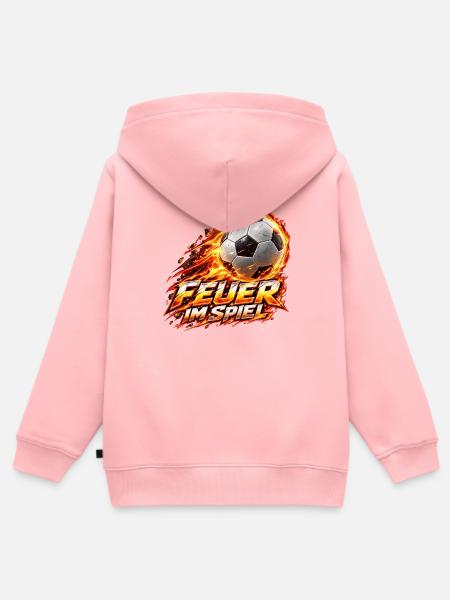 Flammender Fußball – Feuer im Spiel - Kinder Premium Organic Zip Hoodie - Rosa