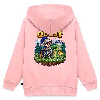 My First Quest – 16-Bit Pixel Ritter & Drache - Kinder Premium Organic Zip Hoodie - Rosa - Hinten - AI Model Kid Female (0cm)