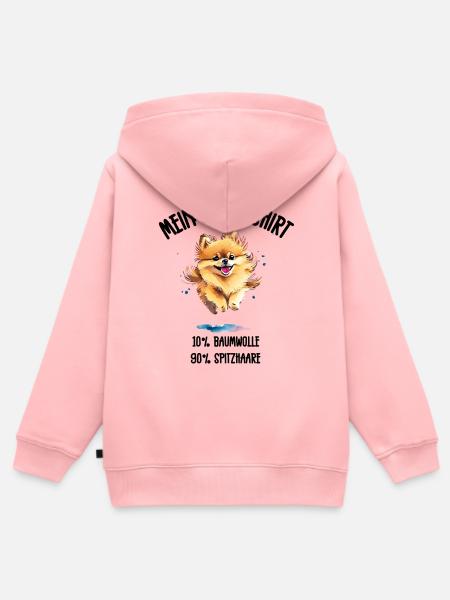 Zwergspitz Springend Schlafshirt - Kinder Premium Organic Zip Hoodie - Rosa
