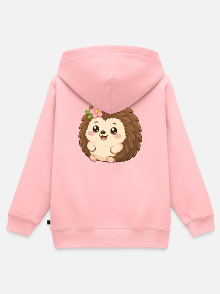 Hedgehog Flower Friend – Igel mit Blume - Kinder Premium Organic Zip Hoodie - Rosa