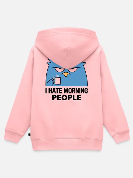 Grummelige Eule Kaffee Morgen - Kinder Premium Organic Zip Hoodie - Rosa