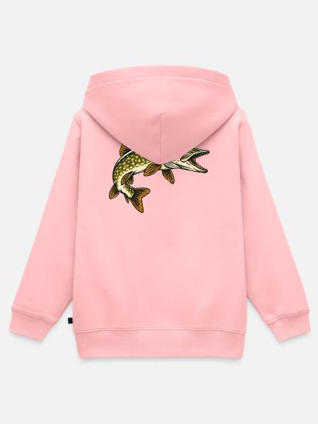 Hecht Raubfisch Angeln - Kinder Premium Organic Zip Hoodie - Rosa