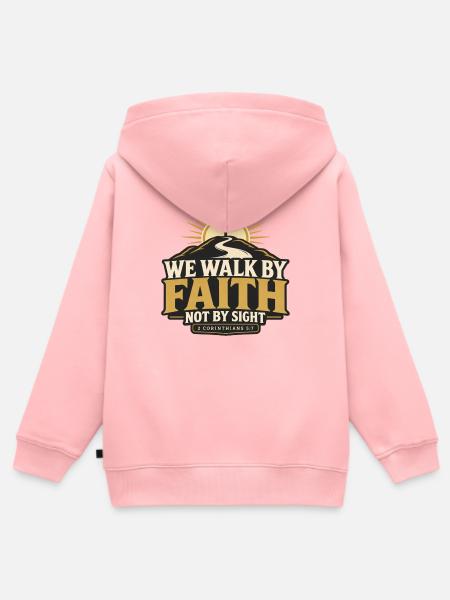 We walk by faith - Kinder Premium Organic Zip Hoodie - Rosa