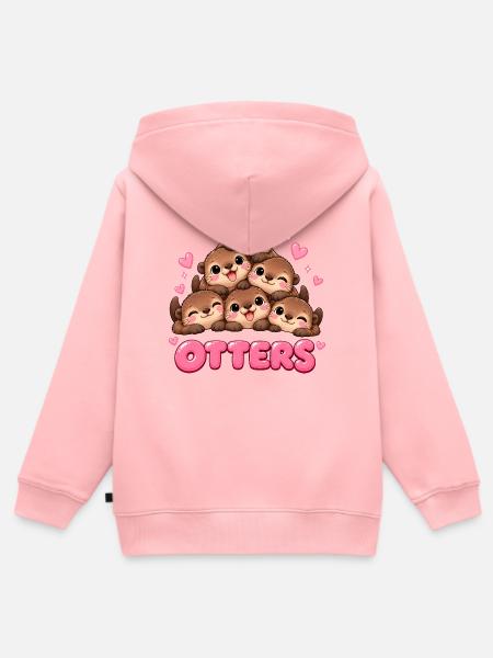 Süße Otter Freunde Cartoon - Kinder Premium Organic Zip Hoodie - Rosa