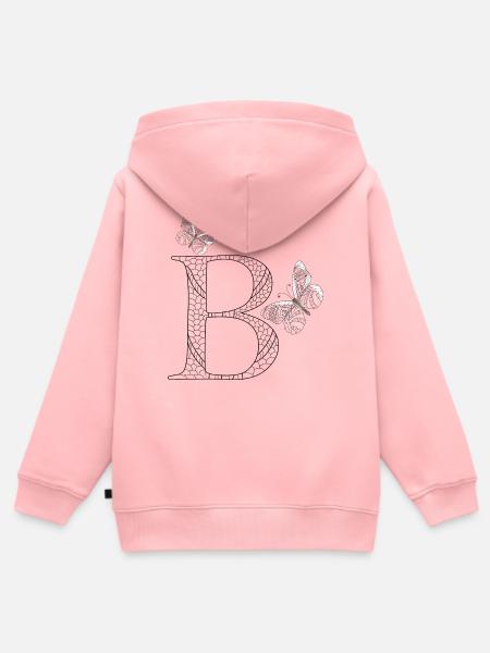 Buchstabe B mit Schmetterlingen - Kinder Premium Organic Zip Hoodie - Rosa
