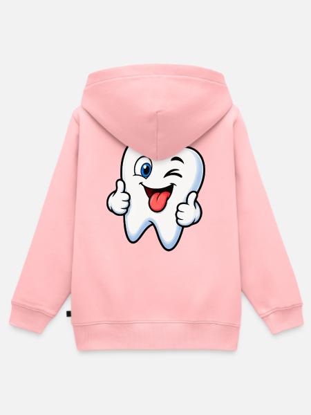 Fröhlicher Zahn-Buddy - Kinder Premium Organic Zip Hoodie - Rosa