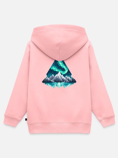 Geometrische Bergkette in Teal - Kinder Premium Organic Zip Hoodie - Rosa