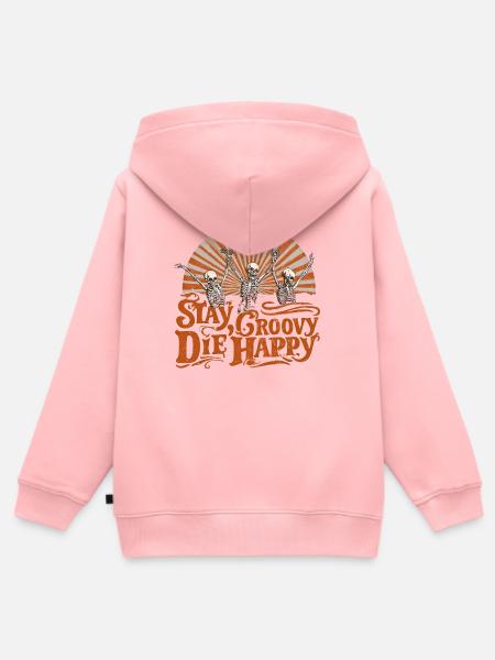Stay Groovy Die Happy Skeletons - Kinder Premium Organic Zip Hoodie - Rosa