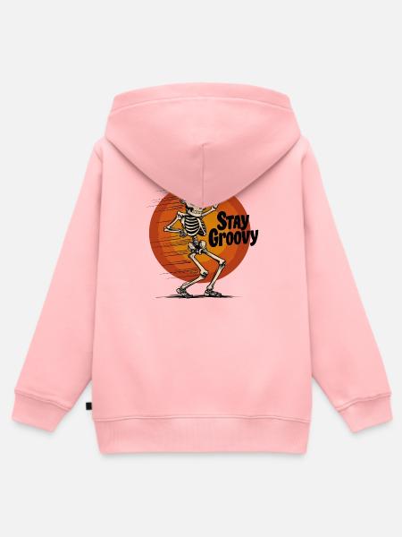 Tanzendes Skelett Stay Groovy - Kinder Premium Organic Zip Hoodie - Rosa