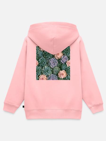 Pastellrosa und Sukkulenten - Kinder Premium Organic Zip Hoodie - Rosa