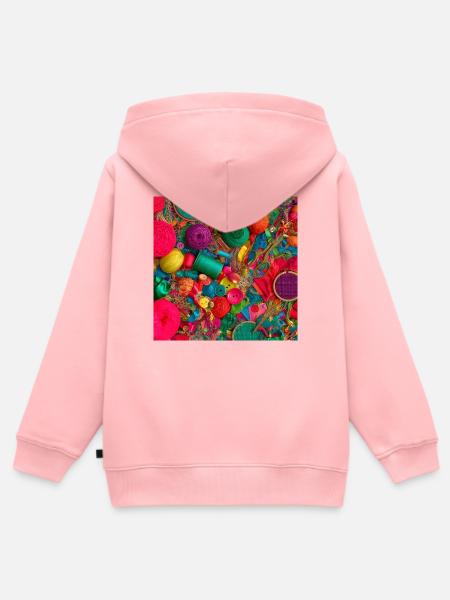 Farbige Stiche: Textilwerkstatt Sparkle - Kinder Premium Organic Zip Hoodie - Rosa