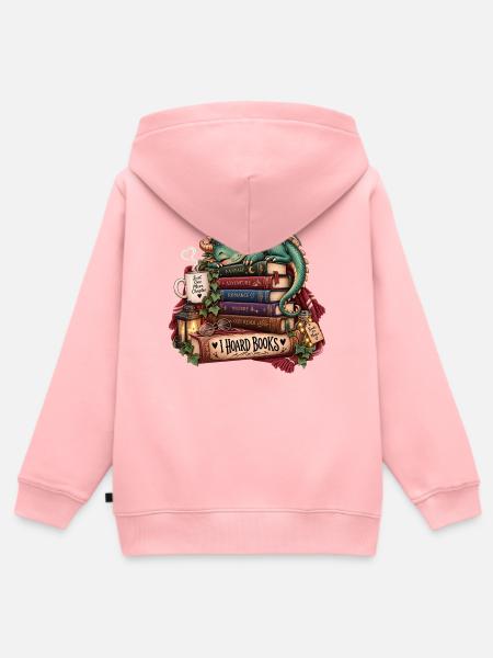 Bücherstapel Drachenfreund - Kinder Premium Organic Zip Hoodie - Rosa