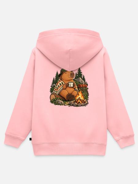 Capybara Camping - Kinder Premium Organic Zip Hoodie - Rosa