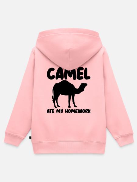Kamel Hausaufgaben Humor - Kinder Premium Organic Zip Hoodie - Rosa