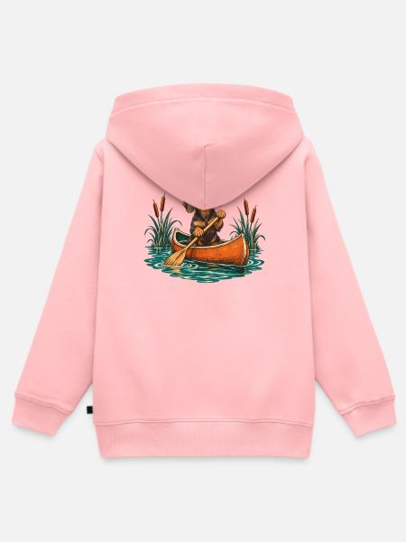 Dackel im Kanu - Kinder Premium Organic Zip Hoodie - Rosa