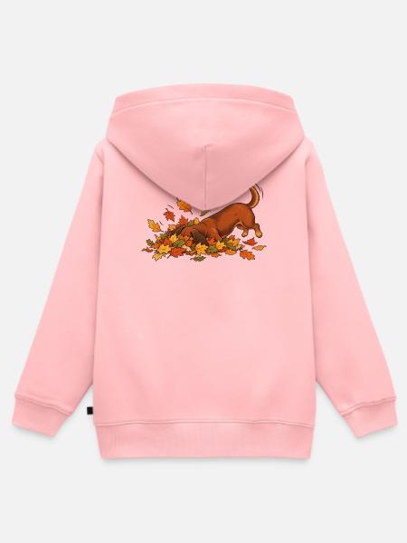 Dackel im Herbstlaub - Kinder Premium Organic Zip Hoodie - Rosa